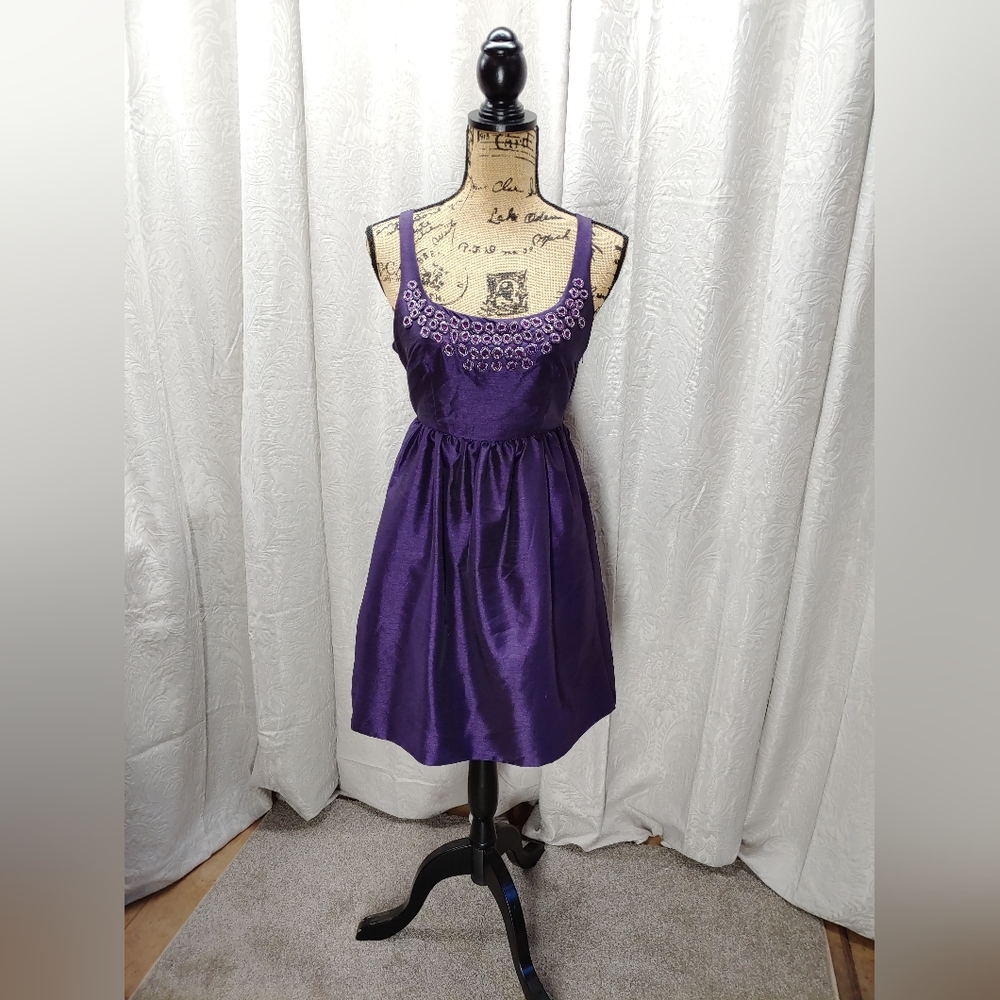 Purple Beaded Party Dress by Charlotte Russe sz S - Sleeveless